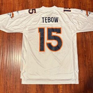 Denver Broncos #15 Tim Tebow NFL Players Reebok Jersey White Sz L Preowned Read!